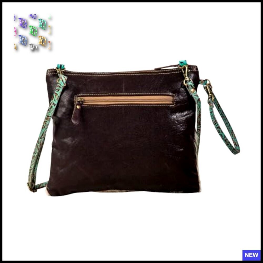Hand-Tooled Leather Crossbody Bag Western Chic Medium Purse with Straps - Picture 3 of 6